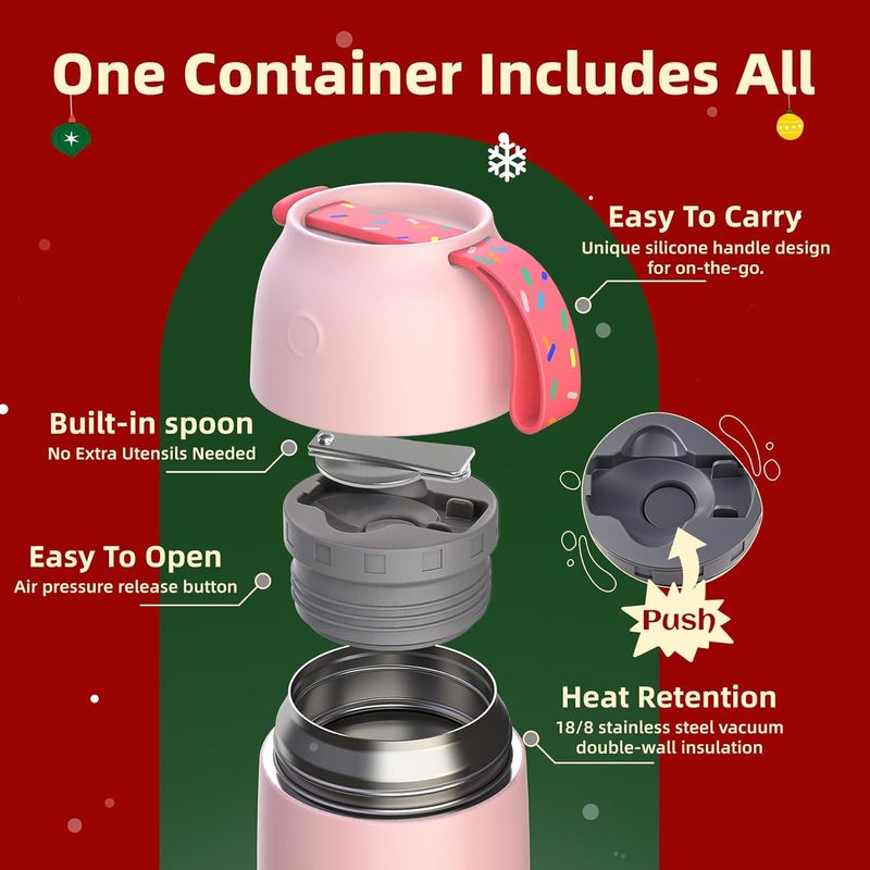 ChugJug Thermo for Hot Food for Adults Kids | Wide Mouth, 26 oz Insulated Food Jar with Spoon, Leakproof Soup Thermo for School Office Travel, Thermal Steel Lunch Container Easy to Carry (Pink) - Image 5